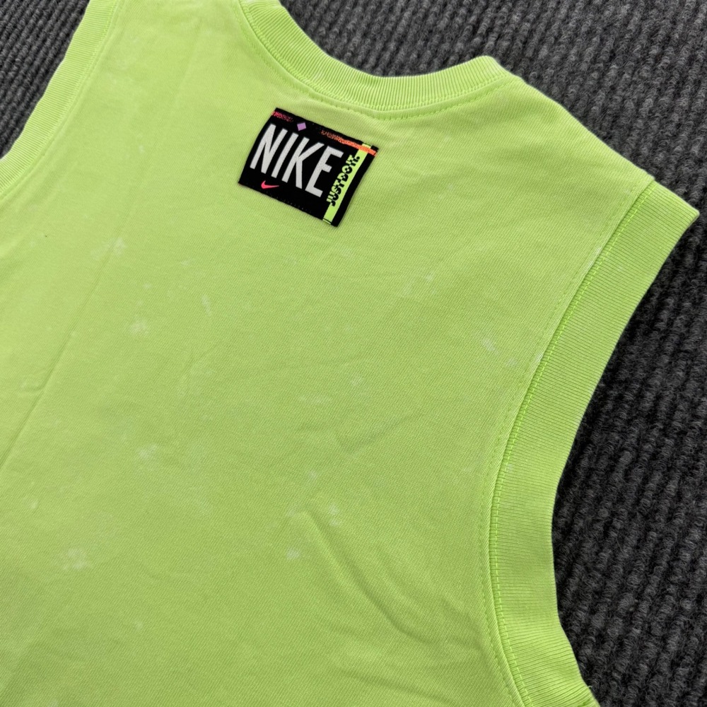 Nike Womens Small Lime Green Acid Wash Cropped Muscle Tank Top Sleeveless